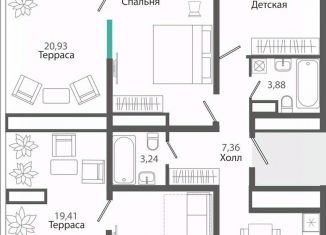 Продается трехкомнатная квартира, 107.97 м2, Крым