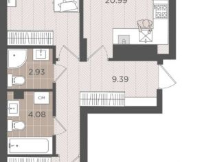 Продам 2-ком. квартиру, 63.48 м2, Калининград, Московский район