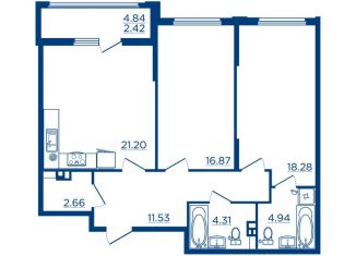 Продам 2-комнатную квартиру, 82.21 м2, Воронеж