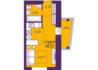 Продажа 1-ком. квартиры, 26.17 м2, Омская область