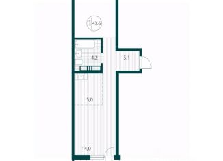 1-комнатная квартира на продажу, 43.6 м2, Иркутская область