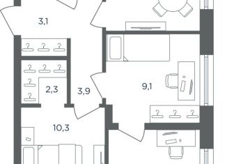 3-ком. квартира на продажу, 51.1 м2, Пермь, Индустриальный район