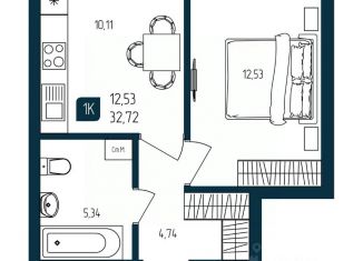 Продается 1-комнатная квартира, 32.72 м2, Тюменская область