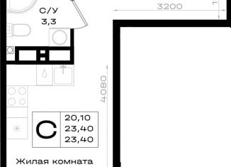 Продажа 1-ком. квартиры, 23.4 м2, Аксай