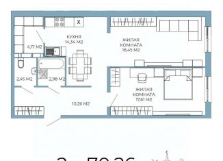 Продам 2-комнатную квартиру, 70.26 м2, Пензенская область