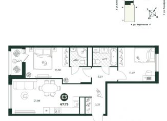 Продажа 3-комнатной квартиры, 67.73 м2, Тюменская область