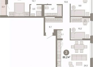Продажа 3-комнатной квартиры, 86.15 м2, Тюмень