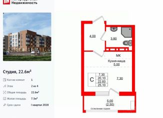 Продаю квартиру студию, 22.6 м2, Калининградская область