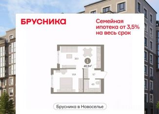 1-комнатная квартира на продажу, 40.49 м2, Ленинградская область