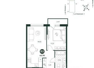 2-ком. квартира на продажу, 42.7 м2, Тюмень